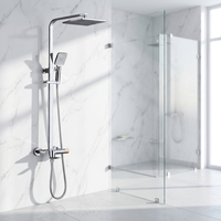 Colonne de douche carrée chromée KTW Standard à 3 fonctions avec design moderne et options de personnalisation
