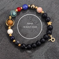 Pulsera con Signos del Zodiaco y Cuentas de Piedra Natural, los Ocho Planetas del Universo y el Espacio