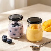 Pot en verre transparent avec couvercle à vis noir, idéal pour le yaourt, la confiture, le miel et les desserts – Offre spéciale