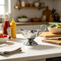 Carafe à sauce professionnelle en acier inoxydable, robuste, avec poignée ergonomique, écologique, facile à nettoyer, pour la restauration commerciale