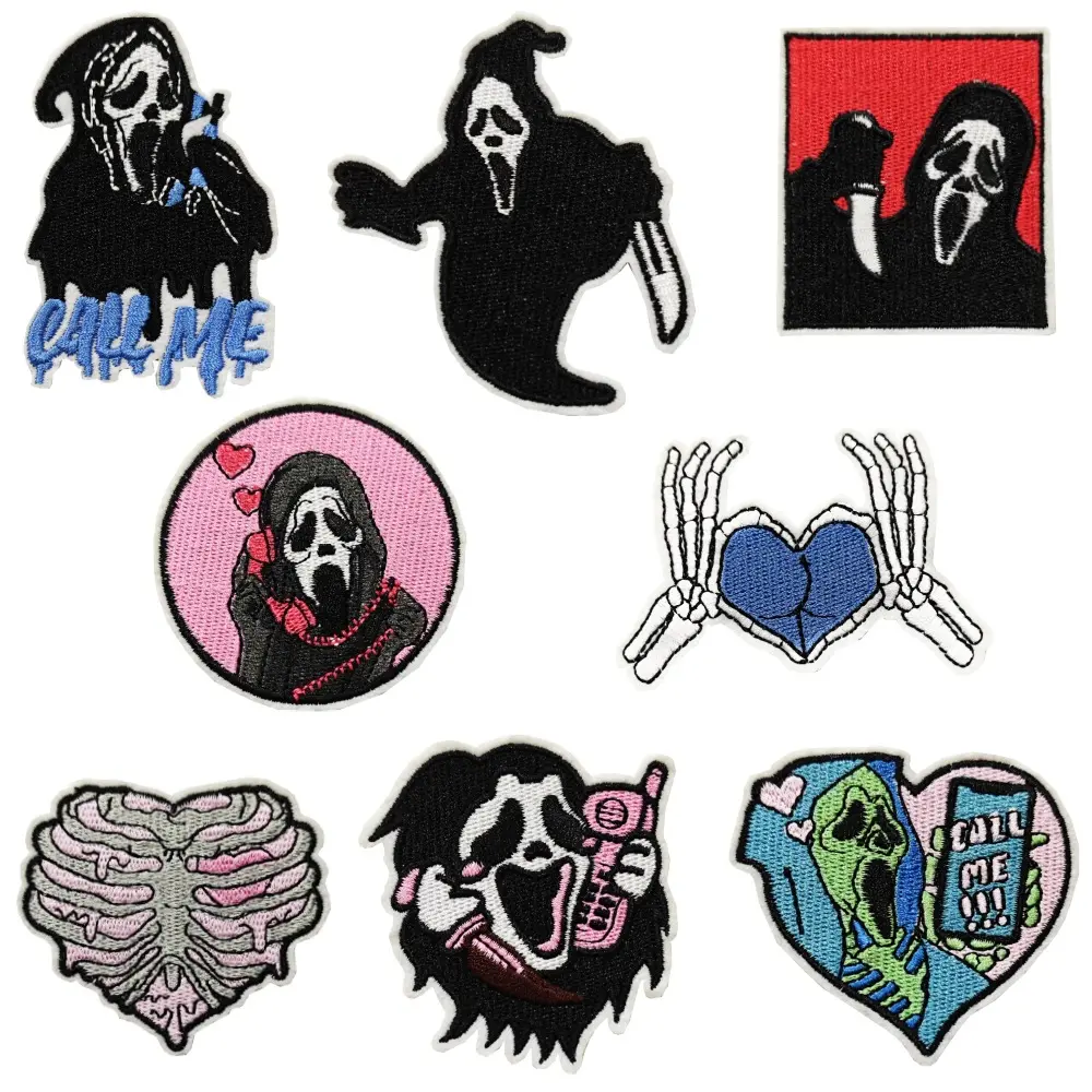 Grim reaper skull punk handmade embroidery iron-on patch grim reaper patch