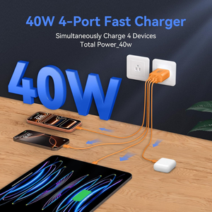 ดีไซน์สวยงาม ทนทาน อะแดปเตอร์แปลงไฟแบบผนัง 4 พอร์ต USB-C กำลังไฟสูง 40 วัตต์ สีพาสเทลมาการอง เหมาะสำหรับเป็นของขวัญ รองรับการชาร์จอุปกรณ์หลายเครื่องพร้อมกัน - Product Image 3