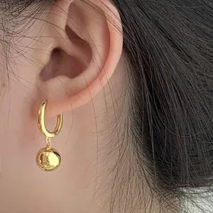 SE2137 vente en gros de boucles d'oreilles créoles de bijoux de mode personnalisées boucles d'oreilles créoles en forme de U lisses plaquées or 18 carats pour les femmes