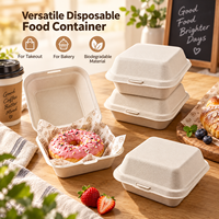 Trendz Boîte à lunch jetable personnalisée Bento canne à sucre bagasse à clapet Boîte à lunch biodégradable Croissant gâteau Burger Conteneur alimentaire