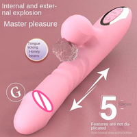 Vibrateur Télescopique à Succion Lapin, Stimulation du Point G et du Clitoris par Vibration et Aspiration, en Silicone Souple, Jouet Sexuel pour Femme