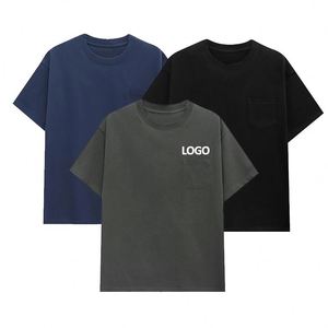 Custom Casual Vintage T <b>Shirt</b> 240gsm Heavyweight Cotton Oversized T-<b>shirt</b> Men's T <b>Shirt</b> With <b>Pocket</b> - Product Image 1