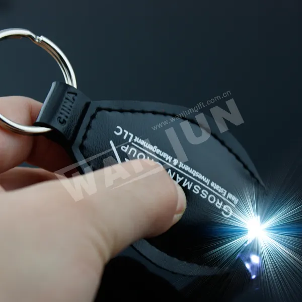 Porte-clés LED de Description de vente en gros, promotion personnalisée