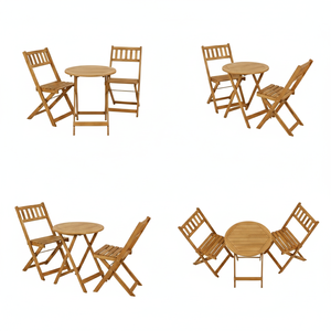 Juego de Bistró de Madera de Acacia Premium con Acabado en Aceite, Mesa y Sillas Plegables para Jardín, Muebles de Exterior - Product Image 2