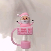 Couvre-paille rose de Noël pour gobelet Stanley 40oz/30oz, accessoires de paille à boire réutilisables mignons de 10 mm pour fête