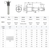 HM230 Stock Button Handle Shouldered Plain Finish Quick Release Ball Lock Pin for Fasteners