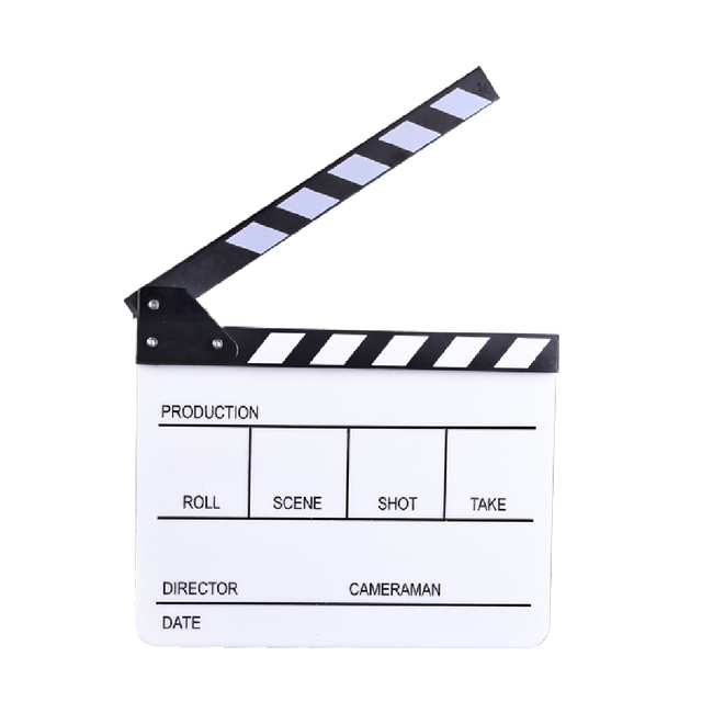 WF AA403 9.3"*11" White Acrylic Director's Film Clapboard Cut Action Scene Clapper board slate with Black&White  Sticks