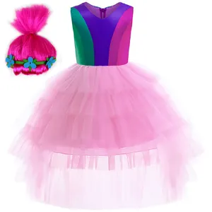 Crianças Fancy Dress UP Crianças Natal Páscoa Halloween Carnaval Cosplay Girls Trolls 3 Poppy Costumes