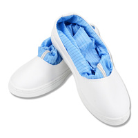 Botas Altas Antiestáticas Bupclean ESD, Suaves, Unisex, con Rayas, de PVC y Poliéster, Azul y Blanco, Colores Personalizables, Suela de PU, SPU y PU