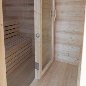 Sauna extérieur en <span class=keywords><strong>bois</strong></span> massif de style moderne, électrique, vapeur sèche et humide, pour 4 personnes, avec vestiaire, pour usage en villa - Product Image 5