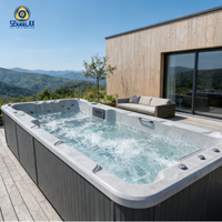 Piscine Spa Balboa Moderne Contrôlée pour Hôtels, Extérieure et Souterraine, en Acrylique, avec Jet de Massage et Pompe à Air pour Nage Contre-Courant