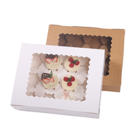 Boîtes à cupcakes carrées réutilisables personnalisées à 12 cavités pour gâteaux et pâtisseries, impression offset sur carton rigide, emballage alimentaire à emporter