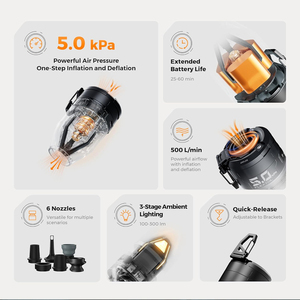 Portable Air Pump 5KPA Rechargeable Air Mattress Pump 6 Nozzles Air Pump with Camping Lantern - Product Image 4