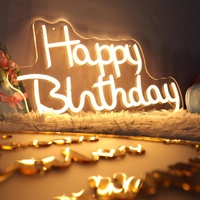 Kexian Décoration de fête d'anniversaire LED Enseigne lumineuse lumineuse acrylique Happy Birthday LED Neon Signs 12V