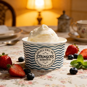 Wholesale 3oz 5oz 8oz <b>Ice</b> <b>Cream</b> Paper <b>Cups</b> Eco-Friendly Disposable Bowls with Snap on Dome Lids for Yogurt - Product Image 1