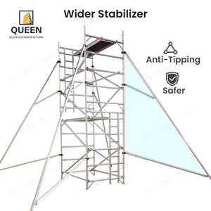 Échafaudage mobile en aluminium LINYI QUEEN à double largeur avec stabilisateur plus large, hauteur de plateforme 10 m, pour l'entretien - Product Image 3