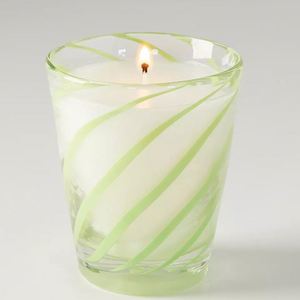 Vela Aromática en Frasco de Vidrio con Rayas Azules, Cera de Parafina Blanca, Redonda, Decoración para el Hogar - Product Image 4