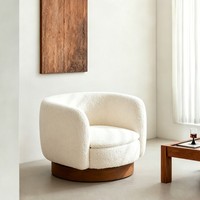 Fauteuil pivotant design nordique couleur crème, fauteuil d'appoint en chenille pour hôtel, maison d'hôtes, salon