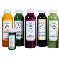 Bouteille de jus pressé à froid 12 oz avec étiquette personnalisée OEM, vente en gros d'usine, bouteille de smoothie en plastique transparent avec bouchon blanc