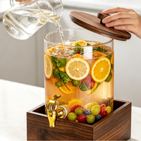 Seau à jus en verre borosilicate de haute qualité Qinliang de 4,2 L avec couvercle, motif vertical carré, ambre, passe au lave-vaisselle, écologique, non toxique