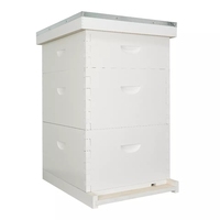Vente flash AMZ - Ruche en bois ciré pour abeilles, 8 ou 10 cadres, boîte moyenne, super boîte Langstroth, non assemblée, peinte, ruche profonde pour abeilles