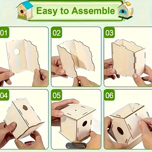 Ahşap el yapımı noel kuş evleri DIY Birdhouse bahçe Villa köy Birdhouse asılı dekorasyon küçük ahşap kuş evleri - Product Image 4