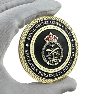 Fábrica personalizada troquelado conmemorativo chapado en oro Aleación de Zinc esmalte 2D moneda Brunei desafío moneda con borde de cuerda artesanías de Metal - Product Image 2