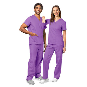 Women's <b>Scrub</b> Suit Set White V-Neck Short Sleeve Moisture Wicking Hospital Uniforms - Product Image 4