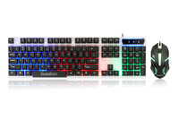 Modèle à succès : Clavier blanc à LED noir 104 touches + combo souris 3D à double usage pour le jeu et le bureau