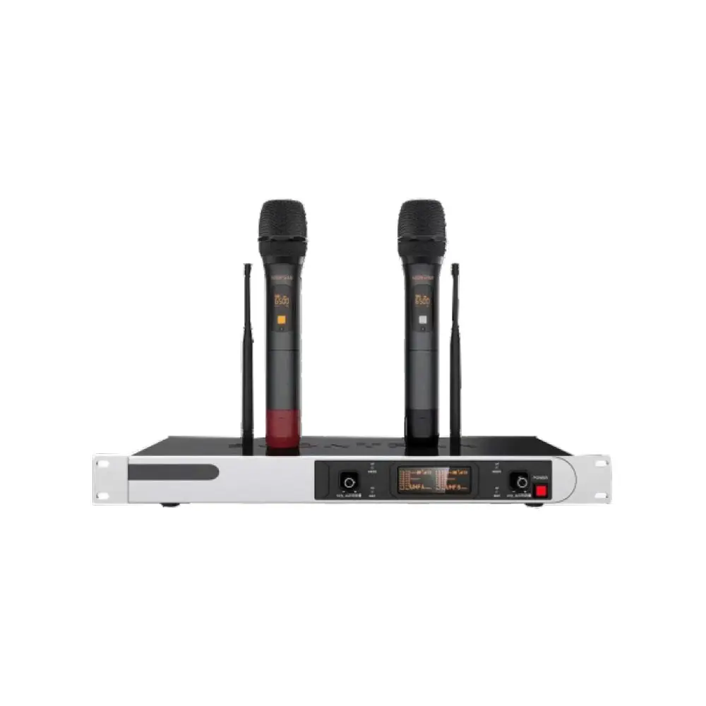 T Profissional 2 Canais Mikrofon Mic UHF Sem Fio Handheld Dinâmico Dual Kit Microfone Para Karaoke Stage Performance