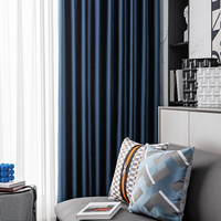 Tela azul profundo de alto sombreado para sala de estar moderna, parasol, cortinas de ventana con aislamiento térmico, cortinas y cortinas de alta calidad