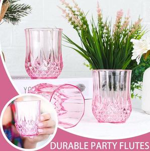 Verres à vin en plastique incassable de 7oz sans BPA de qualité alimentaire à motifs roses et transparents pour la fête de mariage - Product Image 3