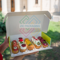 Boîte à éclairs en papier de qualité alimentaire avec impression de logo personnalisée, emballage pour boulangerie