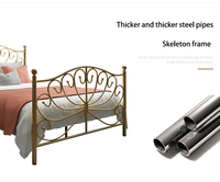 Lit de luxe King Size, design doré, cadre de lit en métal Queen Size, style princesse