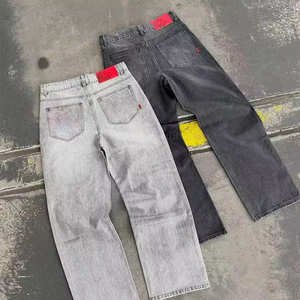 Jeans en denim pour hommes, coupe droite et large, style streetwear, délavé vintage, personnalisable, en coton, par un fabricant de denim - Product Image 5