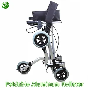 Juyi Adjustable Aluminum Walking Frame 4 Wheels Standing Up Rollator Walker Portable Walking Aids For Disabled