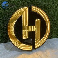 Letras LED con Efecto de Espejo Infinito 3D, Letrero Comercial con Efecto de Túnel de Espejo Dorado, Logotipo Personalizado