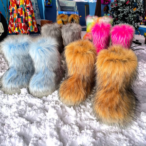 2025 mới mùa đông gấu trúc giả lông một mảnh gấu trúc lông nữ tuyết khởi động giày lông ngoài trời giữa chân khởi động - Product Image 1