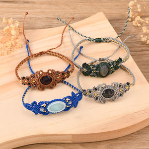 2026 Handmade Braided Macrame Healing Crystal Oval <strong>Stone</strong> Gold Copper <strong>Beads</strong> Adjustable Bracelet Natural Amethyst Woven Rope - Product Image 6