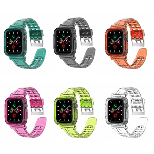 Adulto tpu ajustable jalea de neón transparente reloj banda clara para <span class=keywords><strong>apple</strong></span> <span class=keywords><strong>watch</strong></span> serie 5 44 mm banda iphone caso - Product Image 2