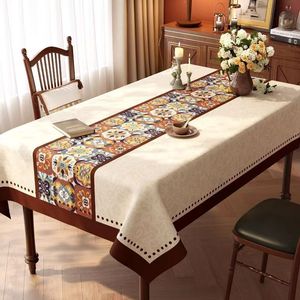 Printed Rectangular Tablecloth PVC Washable Waterproof Oilproof Stain Resistant Heat Resistant Home Use - Product Image 2