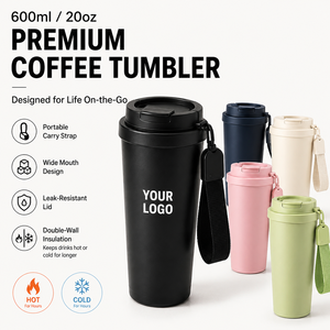 Hot Sale 600ml 20oz Double Wall Stainless Steel Vacuum Insulated Thermo Tumbler Leakproof <b>Reusable</b> Coffee <b>Mug</b> For Business Gifts - Product Image 1