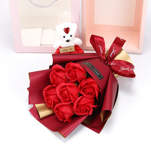 Boîte cadeau YM avec bouquet de fleurs artificielles en savon en forme de rose, pour la Saint-Valentin, un cadeau d'anniversaire pour une meilleure amie - Product Image 2