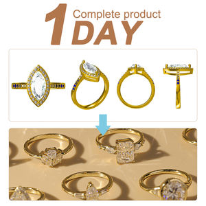 Bague de Fiançailles Trois Pierres en Or Massif 14k 18k avec Diamant Créé en Laboratoire CVD HPHT Certifié GIA IGI, Bijoux pour Femme - Product Image 4