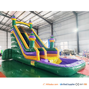 Château <span class=keywords><strong>gonflable</strong></span> commercial personnalisé, parc <span class=keywords><strong>aquatique</strong></span>, toboggan <span class=keywords><strong>aquatique</strong></span> <span class=keywords><strong>gonflable</strong></span> en bâche PVC vert marbré avec piscine - Product Image 4