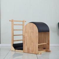 Baril d'échelle de Pilates en chêne réglable et portable – Équipement de gym à domicile multifonctionnel, écologique et durable pour l'entraînement corporel